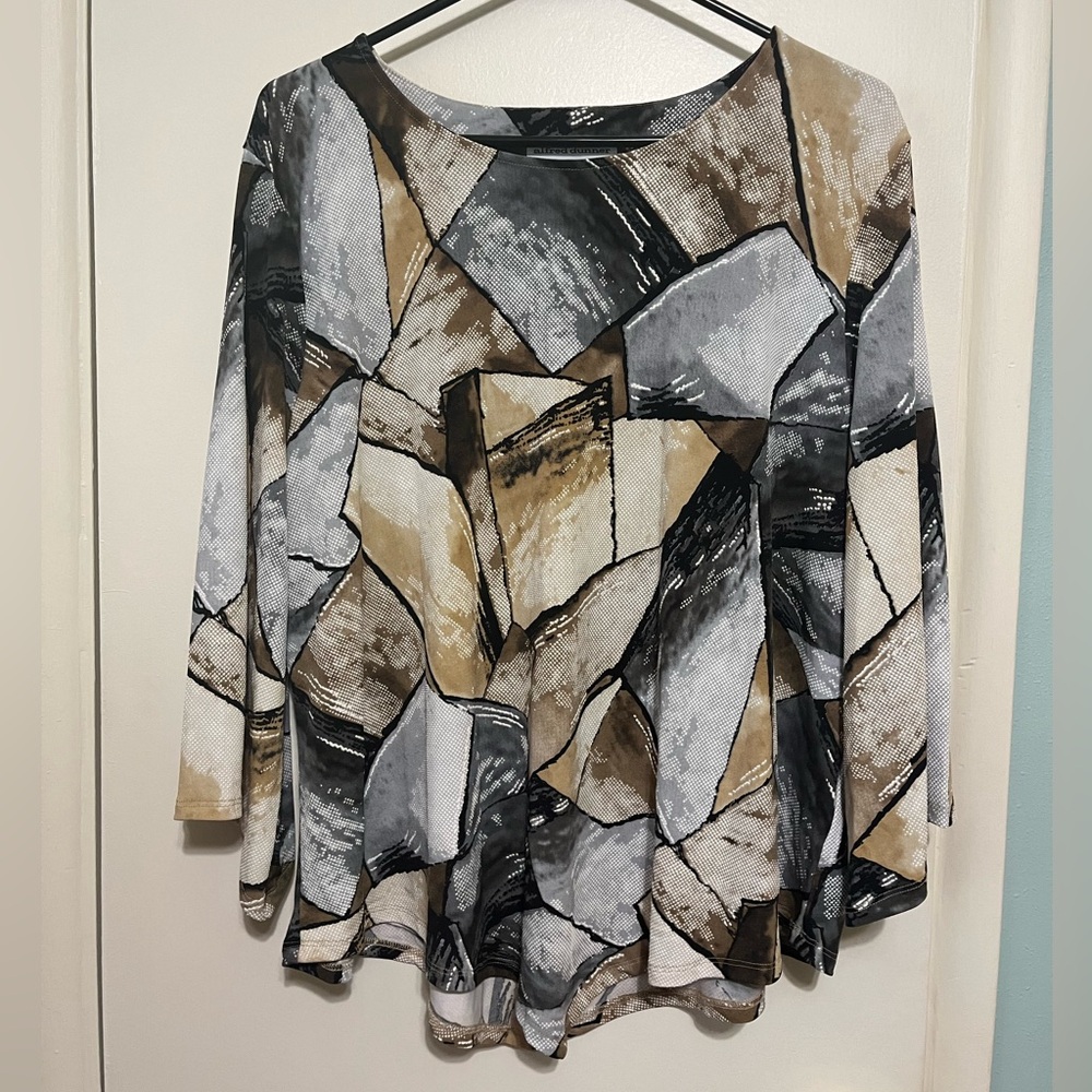 Alfred Dunner Marble pattern long sleeve blouse size petite xl